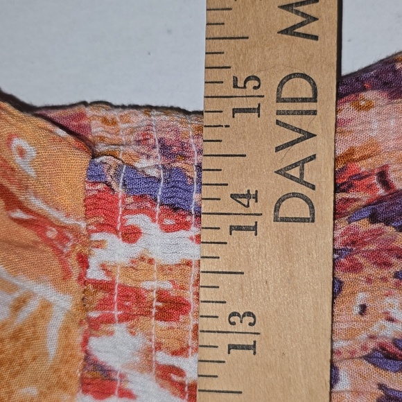 Myra Bag V-Neck A-Line Orange Purple Floral Elastic Waist Dress Womens Size L - Picture 13 of 16